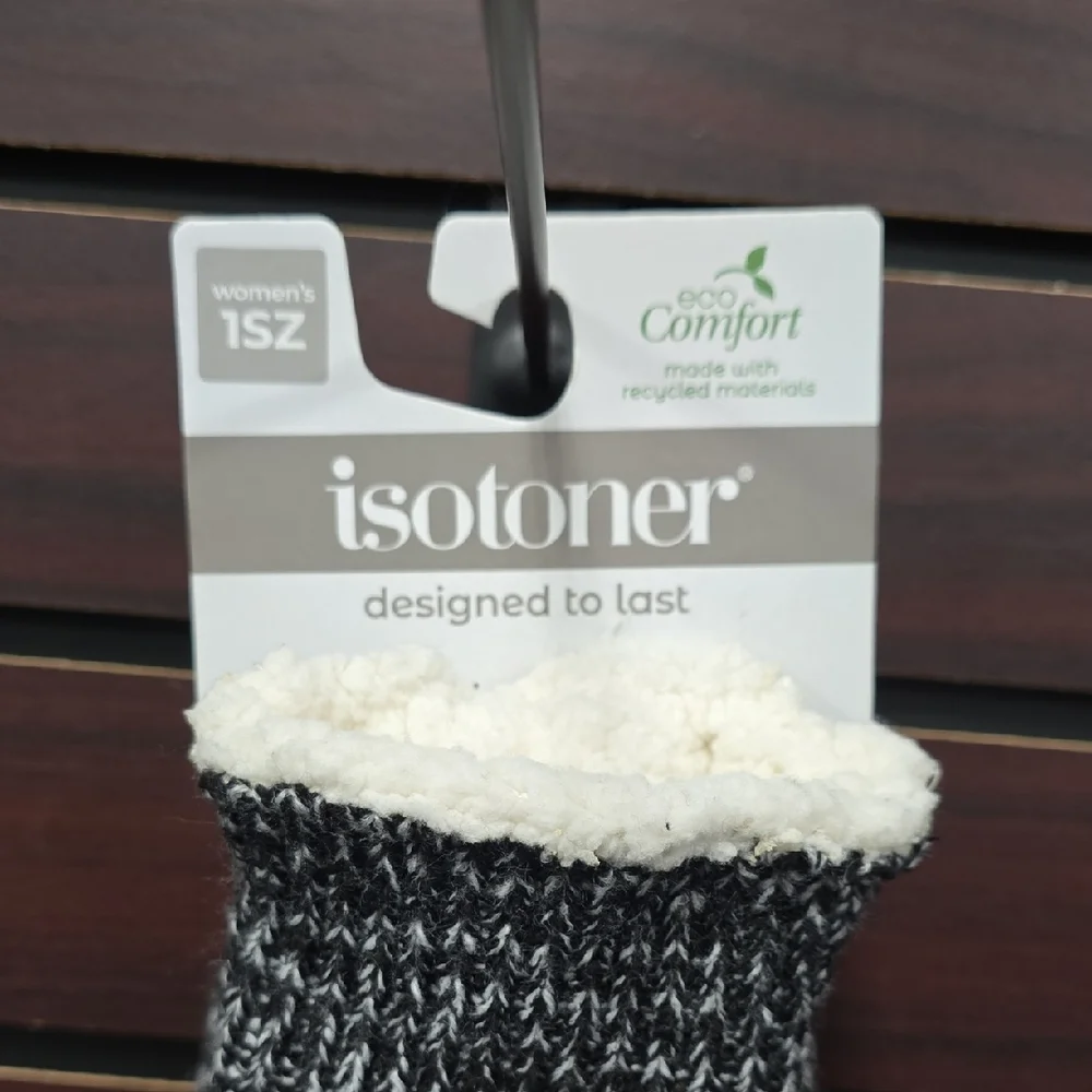 Isotoner | Adult Smartdri Knit Gloves – Black Abstract Sherpasoft Lined | OSFM